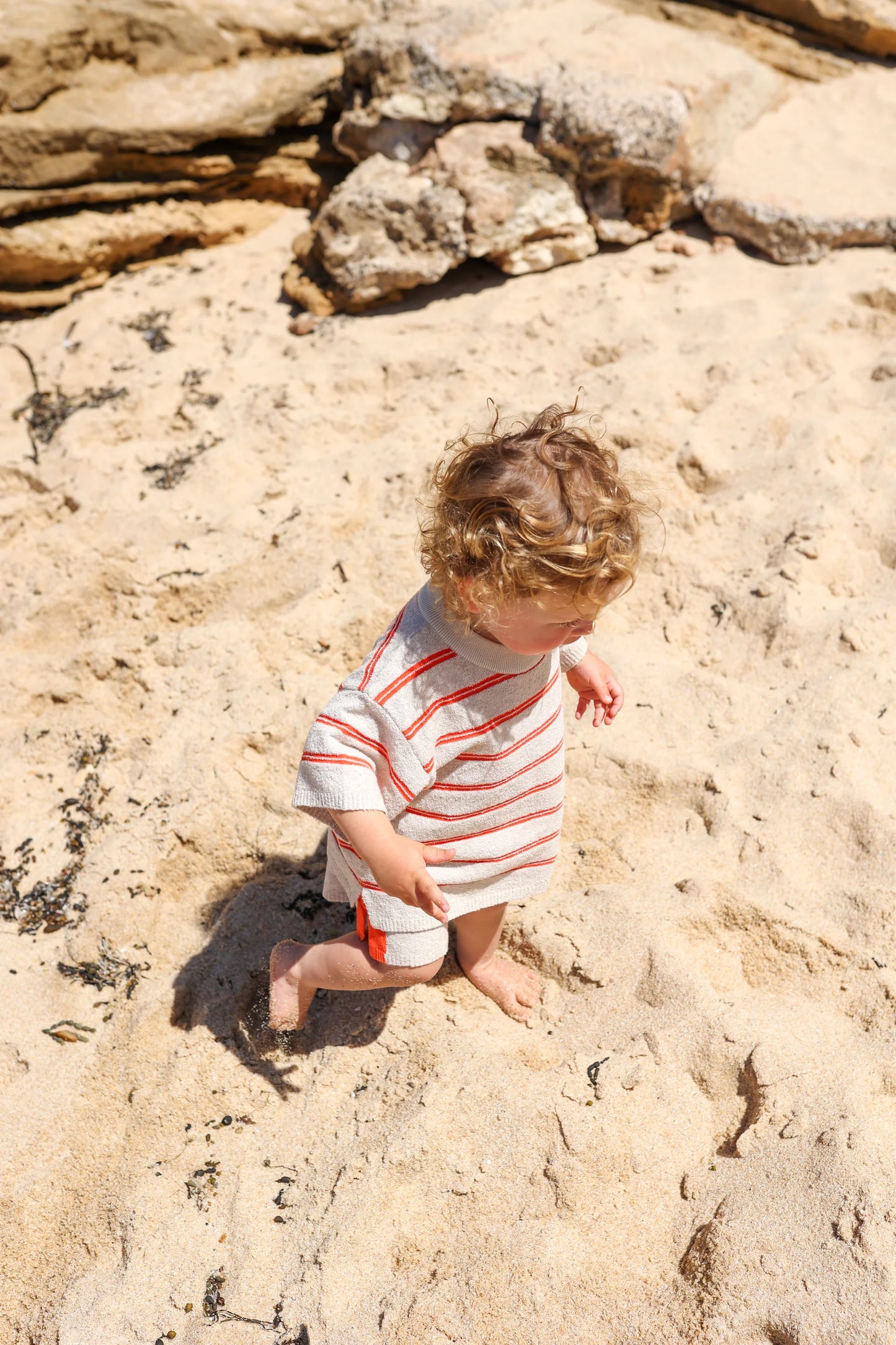 Grown - Knitted Terry Shorts - Dune/Rosso