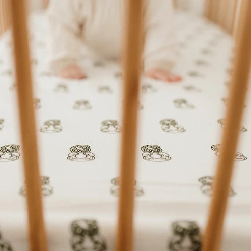 Bo & Ko - Fitted Cot Sheet | Tiki Green