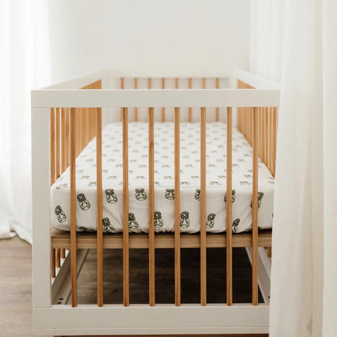 Bo & Ko - Fitted Cot Sheet | Tiki Green