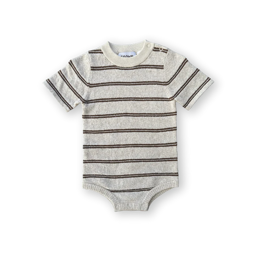 Grown - Terry Striped Bodysuit - Dune/Cafe