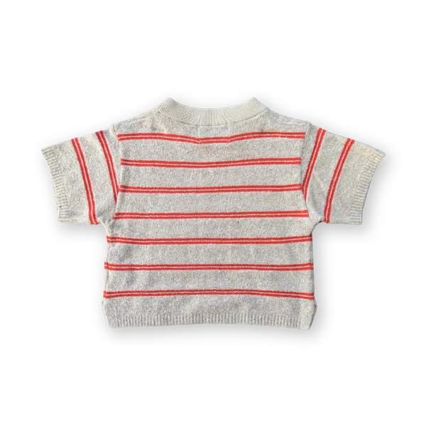 Grown - Knitted Terry Striped Tee Dune/Rosso