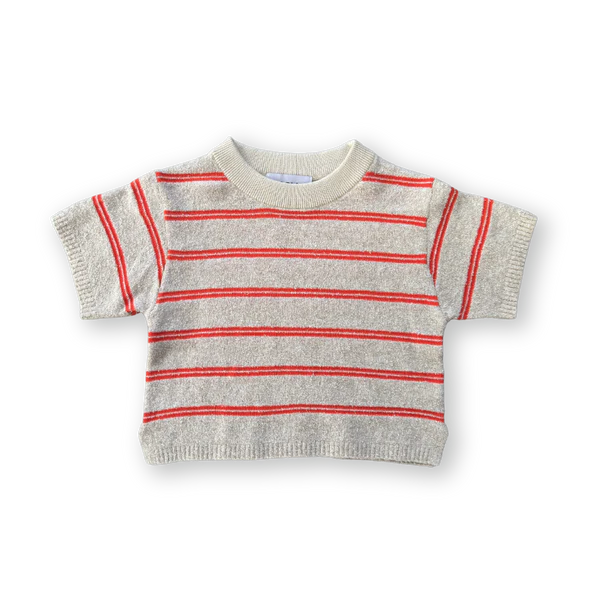 Grown - Knitted Terry Striped Tee Dune/Rosso