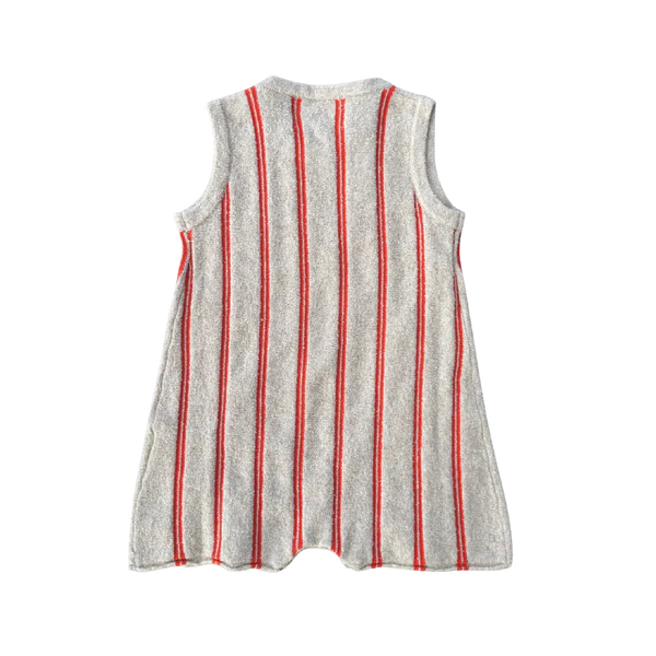 Grown - Knitted Terry Striped Romper Dune/Rosso