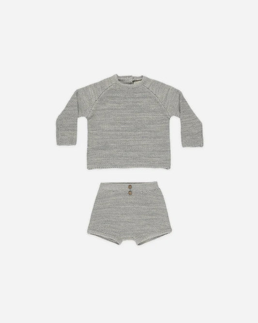 Quincy Mae - Summer Knit Set - Heathered Blue