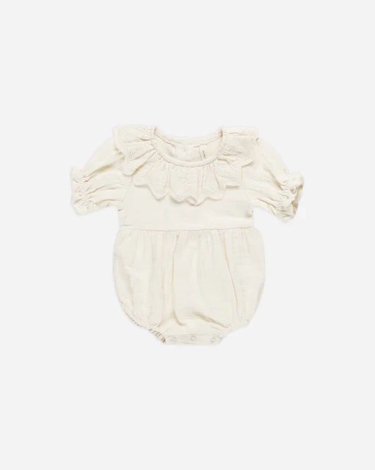 Quincy Mae - Collared Romper Ivory