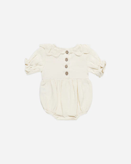 Quincy Mae - Collared Romper Ivory