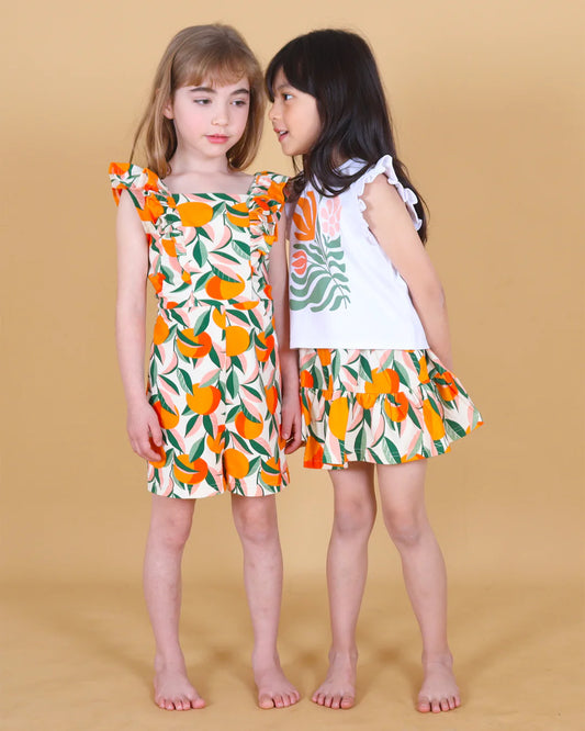 Tiny Tribe - Orange Grove Ruffle Playsuit